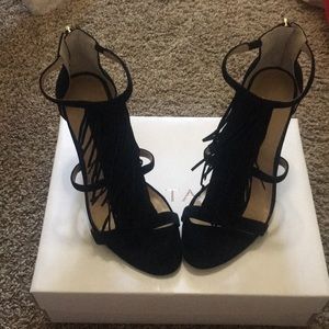 Black suede fringe sandal